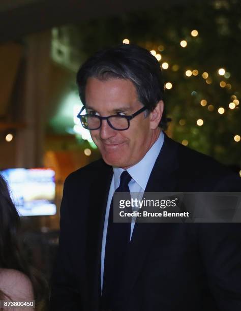 Brendan Shanahan of the Toronto Maple Leafs walks the red carpet prior to the Hockey Hall of Fame induction ceremony at Brookfield Place on November...