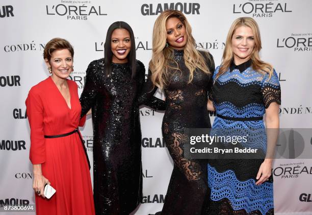 Cindi Leive, Anne Marie Nelson-Bogle, Laverne Cox, and Alison Moore attend Glamour's 2017 Women of The Year Awards at Kings Theatre on November 13,...