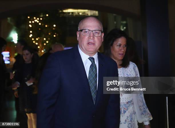 Bill Daly of the NHL walks the red carpet prior to the Hockey Hall of Fame induction ceremony at Brookfield Place on November 13, 2017 in Toronto,...