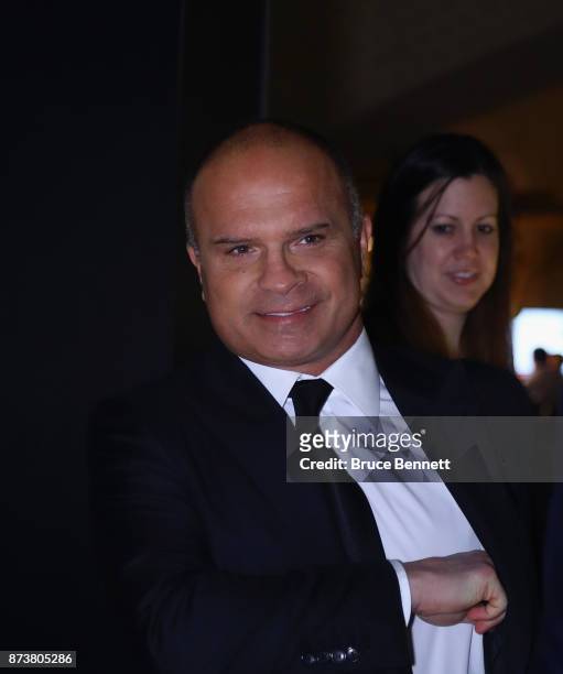 Tie Domi walks the red carpet prior to the Hockey Hall of Fame induction ceremony at Brookfield Place on November 13, 2017 in Toronto, Canada.