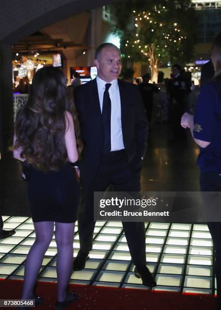 Tie Domi walks the red carpet prior to the Hockey Hall of Fame induction ceremony at Brookfield Place on November 13, 2017 in Toronto, Canada.