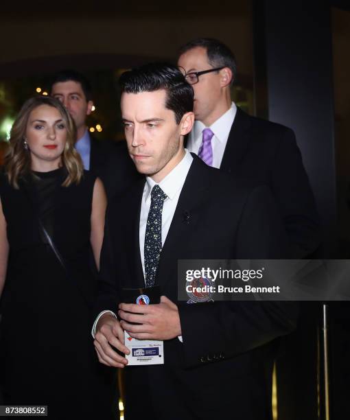 Trevor Strader walks the red carpet prior to the Hockey Hall of Fame induction ceremony at Brookfield Place on November 13, 2017 in Toronto, Canada.