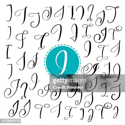 Set Of Hand Drawn Vector Calligraphy Letter I Script Font Isolated ...