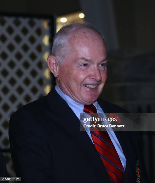 Author Roy MacGregor walks the red carpet prior to the Hockey Hall of Fame induction ceremony at Brookfield Place on November 13, 2017 in Toronto,...