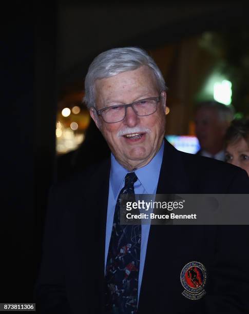 Brian McFarlane walks the red carpet prior to the Hockey Hall of Fame induction ceremony at Brookfield Place on November 13, 2017 in Toronto, Canada.