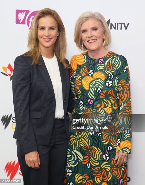 Rachel Griffiths and Jenny Brockie pose during the SBS 2018 Upfronts on November 14, 2017 in Sydney, Australia.