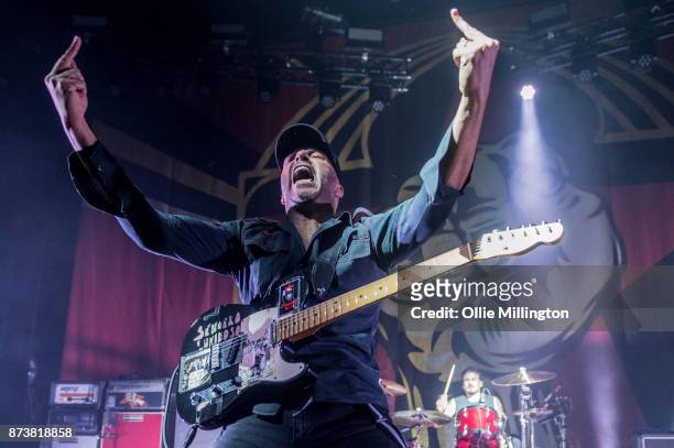 Tom Morello of Rage Against The Machine performs as part of Prophets of Rage live on stage at the O2 Forum Kentish Town on November 13, 2017 in...