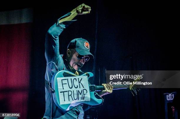 Tom Morello of Rage Against The Machine performs as part of Prophets of Rage live on stage at the O2 Forum Kentish Town on November 13, 2017 in...