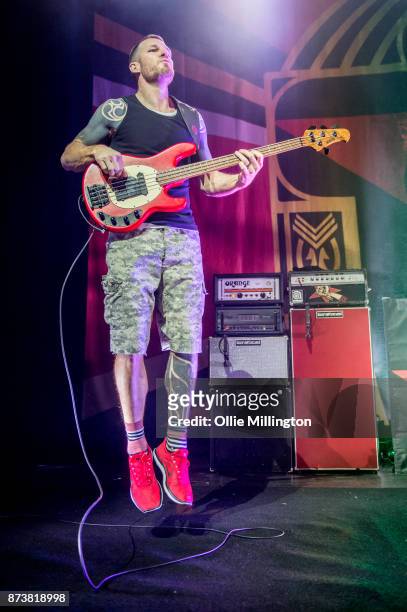 Tim Commerford of Rage Against The Machine performs as part of Prophets of Rage live on stage at the O2 Forum Kentish Town on November 13, 2017 in...