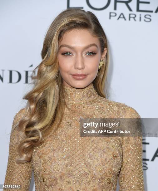 Model Gigi Hadid attends Glamour's 2017 Women of The Year Awards at Kings Theatre on November 13, 2017 in Brooklyn, New York. / AFP PHOTO / ANGELA...