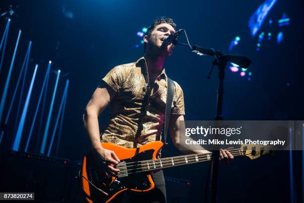 Mike Kerr of Royal Blood performs at Motorpoint Arena on November 13, 2017 in Cardiff, Wales.