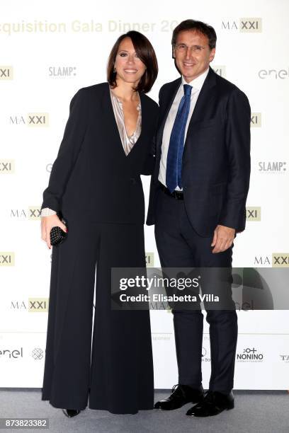 Nunzia De Girolamo and Francesco Boccia attend MAXXI Acquisition Gala Dinner 2017 at Maxxi on November 13, 2017 in Rome, Italy.