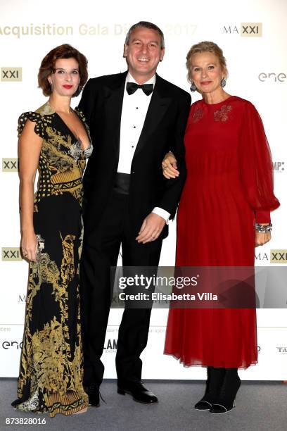 Anna D'Amelio, Luigi Carbone and Giovanna Melandri attend MAXXI Acquisition Gala Dinner 2017 at Maxxi on November 13, 2017 in Rome, Italy.