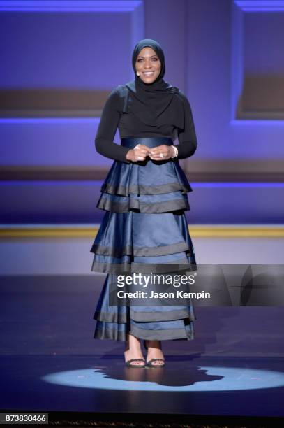 Ibtihaj Muhammad speaks onstage at Glamour's 2017 Women of The Year Awards at Kings Theatre on November 13, 2017 in Brooklyn, New York.