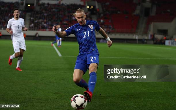 Domagoj Vida of Croatia during the FIFA 2018 World Cup Qualifier Play-Off: Second Leg between Greece and Croatia at Karaiskakis Stadium on November...