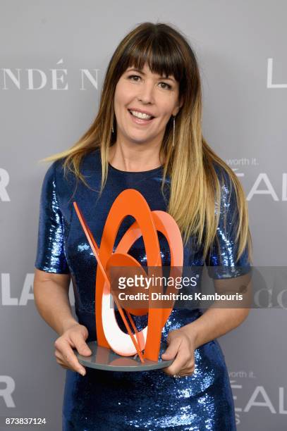 Patty Jenkins poses with an award at Glamour's 2017 Women of The Year Awards at Kings Theatre on November 13, 2017 in Brooklyn, New York.