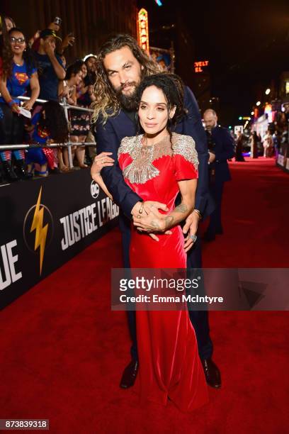 Actor Jason Momoa and Lisa Bonet attend the premiere of Warner Bros. Pictures' "Justice League" at Dolby Theatre on November 13, 2017 in Hollywood,...