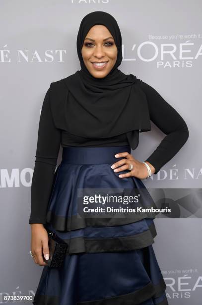 Ibtihaj Muhammad poses backstage at Glamour's 2017 Women of The Year Awards at Kings Theatre on November 13, 2017 in Brooklyn, New York.