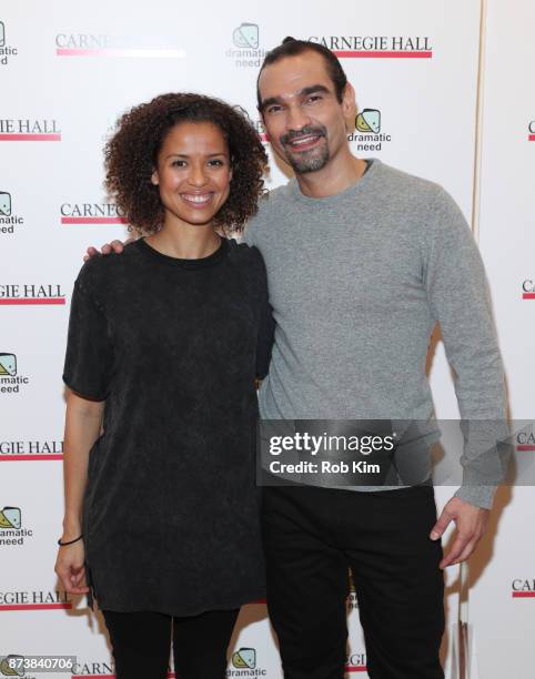 Gugu Mbatha-Raw and Javier Munoz attend The Children's Monologues at Carnegie Hall on November 13, 2017 in New York City.