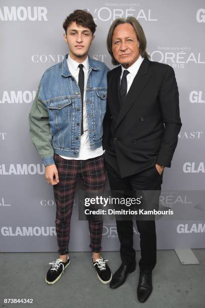 Anwar Hadid and Mohamed Hadid pose backstage at Glamour's 2017 Women of The Year Awards at Kings Theatre on November 13, 2017 in Brooklyn, New York.