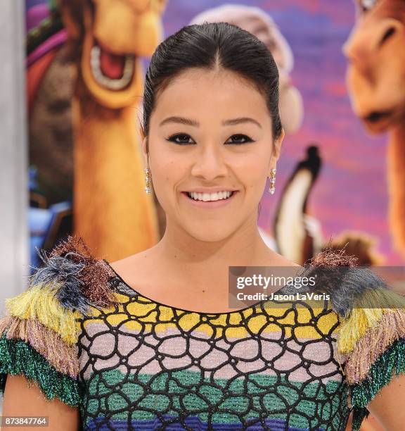 Actress Gina Rodriguez attends the premiere of "The Star" at Regency Village Theatre on November 12, 2017 in Westwood, California.