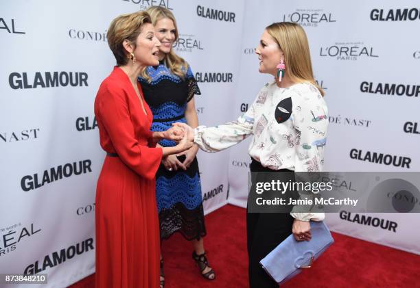 Cindi Leive, Alison Moore, and Drew Barrymore attend Glamour's 2017 Women of The Year Awards at Kings Theatre on November 13, 2017 in Brooklyn, New...