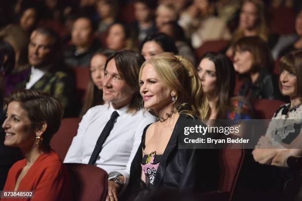 Keith Urban and Nicole Kidman sit in the audience at Glamour's 2017 Women of The Year Awards at Kings Theatre on November 13, 2017 in Brooklyn, New...