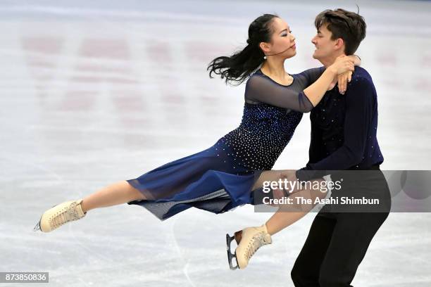 Misato Komatsubara and Timothy Koleto of Japan compete in the Ice Dance Free Dance during day three of the ISU Grand Prix of Figure Skating NHK...