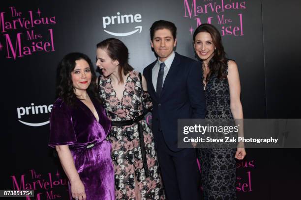 Alex Borstein, Rachel Brosnahan, Michael Zegen and Marin Hinkle attend "The Marvelous Mrs. Maisel" New York Premiere at Village East Cinema on...