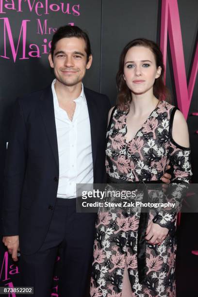 Jason Ralph and Rachel Brosnahan attend "The Marvelous Mrs. Maisel" New York Premiere at Village East Cinema on November 13, 2017 in New York City.