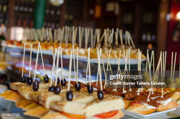 montaditos are ready - barcelona tapas stock pictures, royalty-free photos & images