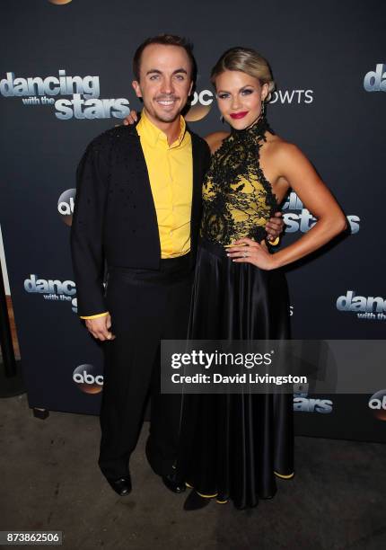 Actor Frankie Muniz and dancer Witney Carson pose at "Dancing with the Stars" season 25 at CBS Televison City on November 13, 2017 in Los Angeles,...