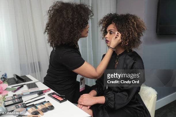 Make up artists pose backstage at Glamour's 2017 Women of The Year Awards at Kings Theatre on November 13, 2017 in Brooklyn, New York.