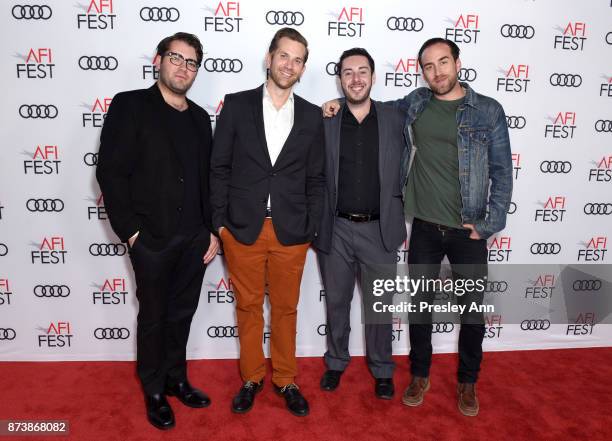 Thomas R. Burke, Aaron Scott Moorhead, Leal Naim, and Justin Benson attend "Festival Filmmaker Photo Call" at AFI FEST 2017 Presented By Audi at TCL...