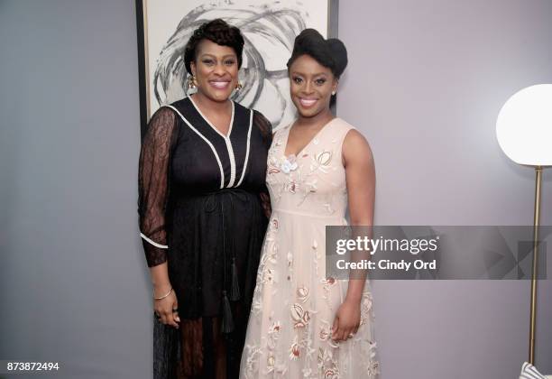 Chimamanda Ngozi Adichie poses backstage at Glamour's 2017 Women of The Year Awards at Kings Theatre on November 13, 2017 in Brooklyn, New York.