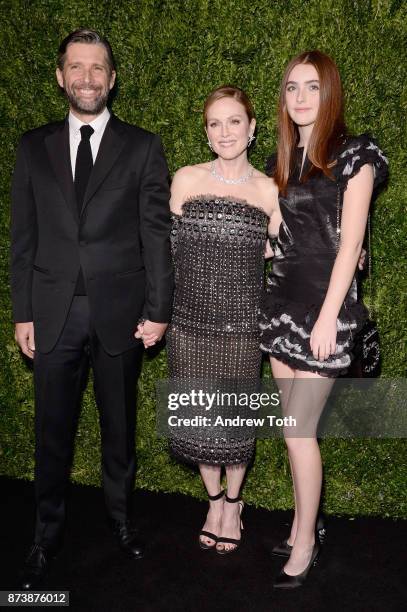 Bart Freundlich, Julianne Moore, and Liv Helen Freundlich attend The Museum of Modern Art Film Benefit presented by CHANEL: A Tribute to Julianne...