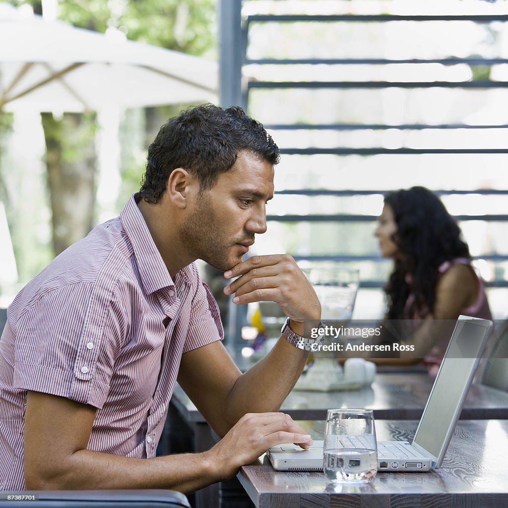 Man working on a laptop computer