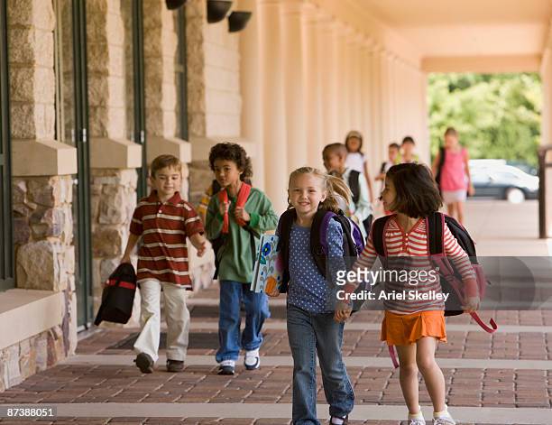 students arriving to school - arriving late class ストックフォトと画像