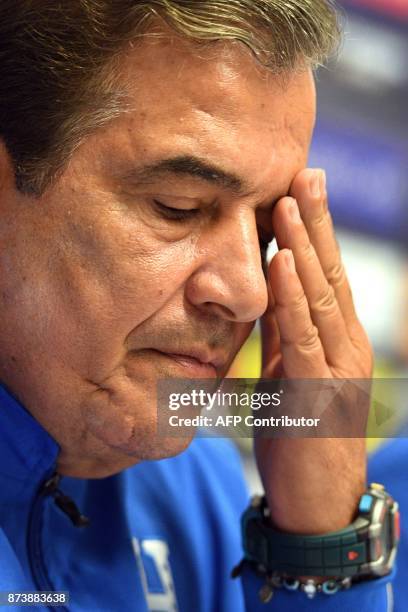 Honduras' football coach Jorge Luis Pinto attends a news conference in Sydney on November 14, 2017. Australia are banking on their extra recovery...