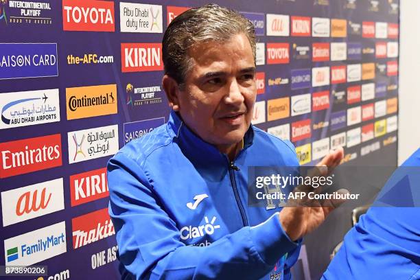 Honduras' football coach Jorge Luis Pinto leaves a press conference in Sydney on November 14, 2017. Australia are banking on their extra recovery...