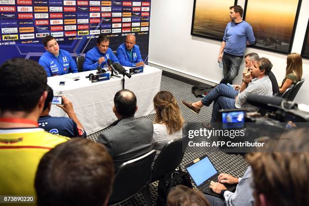 Honduras' football coach Jorge Luis Pinto speaks to the media in Sydney on November 14, 2017. Australia are banking on their extra recovery time and...
