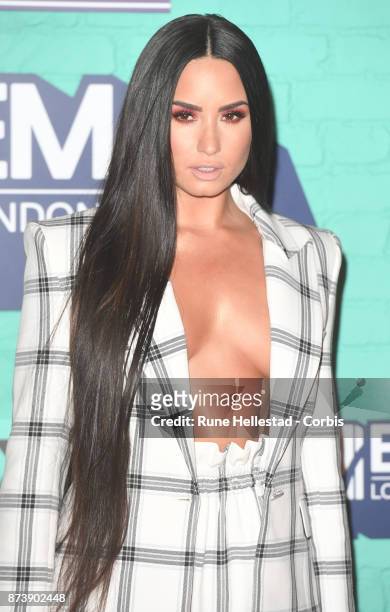 Demi Lovato attends the MTV EMAs 2017 held at The SSE Arena, Wembley on November 12, 2017 in London, England. .