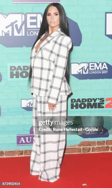 Demi Lovato attends the MTV EMAs 2017 held at The SSE Arena, Wembley on November 12, 2017 in London, England. .