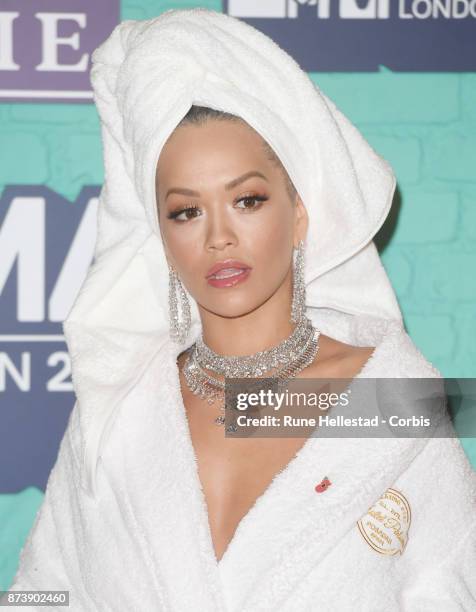 Rita Ora attends the MTV EMAs 2017 held at The SSE Arena, Wembley on November 12, 2017 in London, England. .