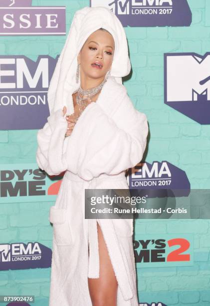 Rita Ora attends the MTV EMAs 2017 held at The SSE Arena, Wembley on November 12, 2017 in London, England. .