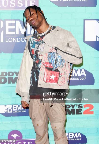 Travis Scott attends the MTV EMAs 2017 held at The SSE Arena, Wembley on November 12, 2017 in London, England. .
