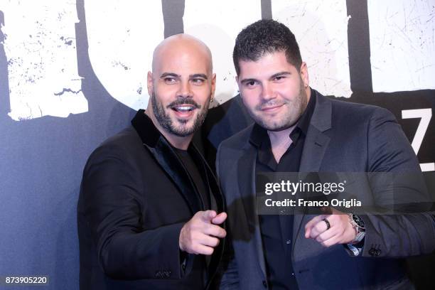 Marco D'Amore and Salvatore Esposito attend the 'Gomorra' premiere on November 13, 2017 in Rome, Italy.