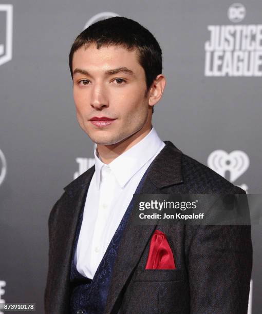 Actor Ezra Miller attends the Los Angeles Premiere of Warner Bros. Pictures' "Justice League" at Dolby Theatre on November 13, 2017 in Hollywood,...