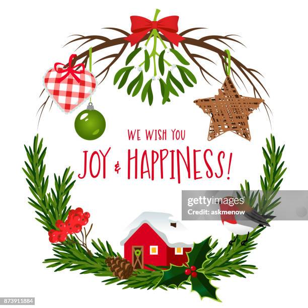 handmade christmas decorations and handwriting - pine cone stock illustrations