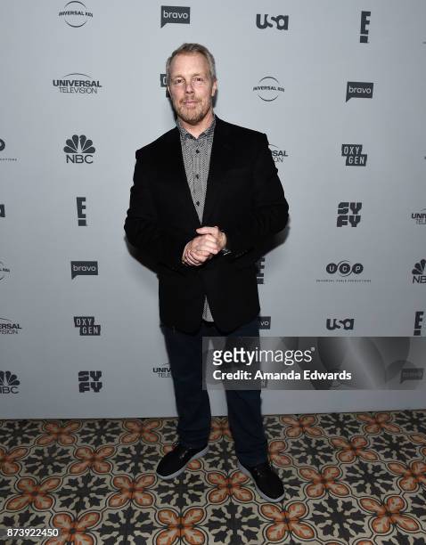 Celebrity fitness trainer Gunnar Peterson arrives at NBCUniversal's Press Junket at Beauty & Essex on November 13, 2017 in Los Angeles, California.